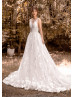 Beaded Spaghetti Straps Ivory Lace Wedding Dress